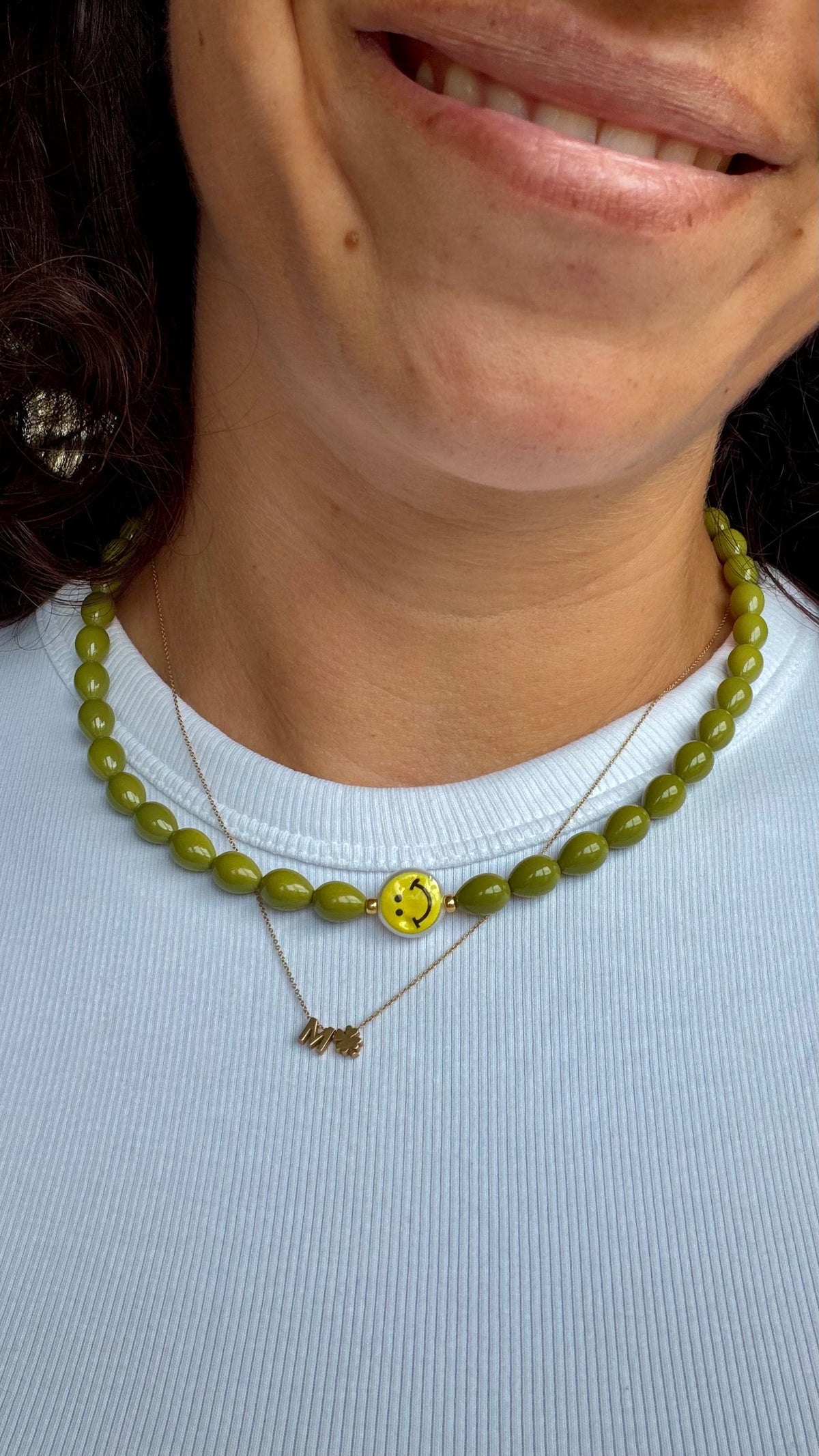 Smiley Necklace - Olive