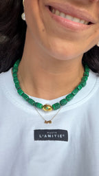 Luna Pearl Necklace - Malachite
