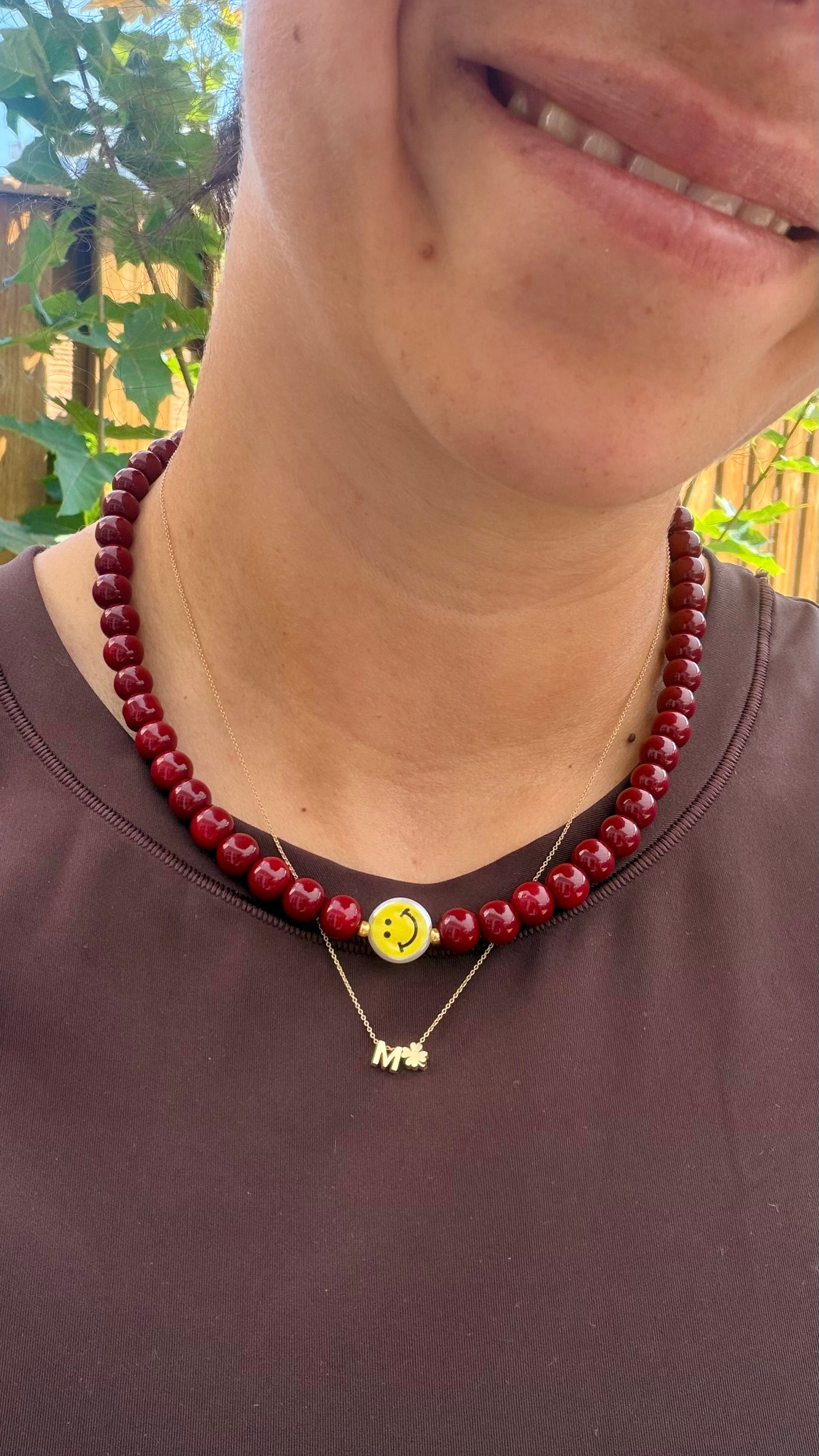 Smiley Necklace - Bordeaux