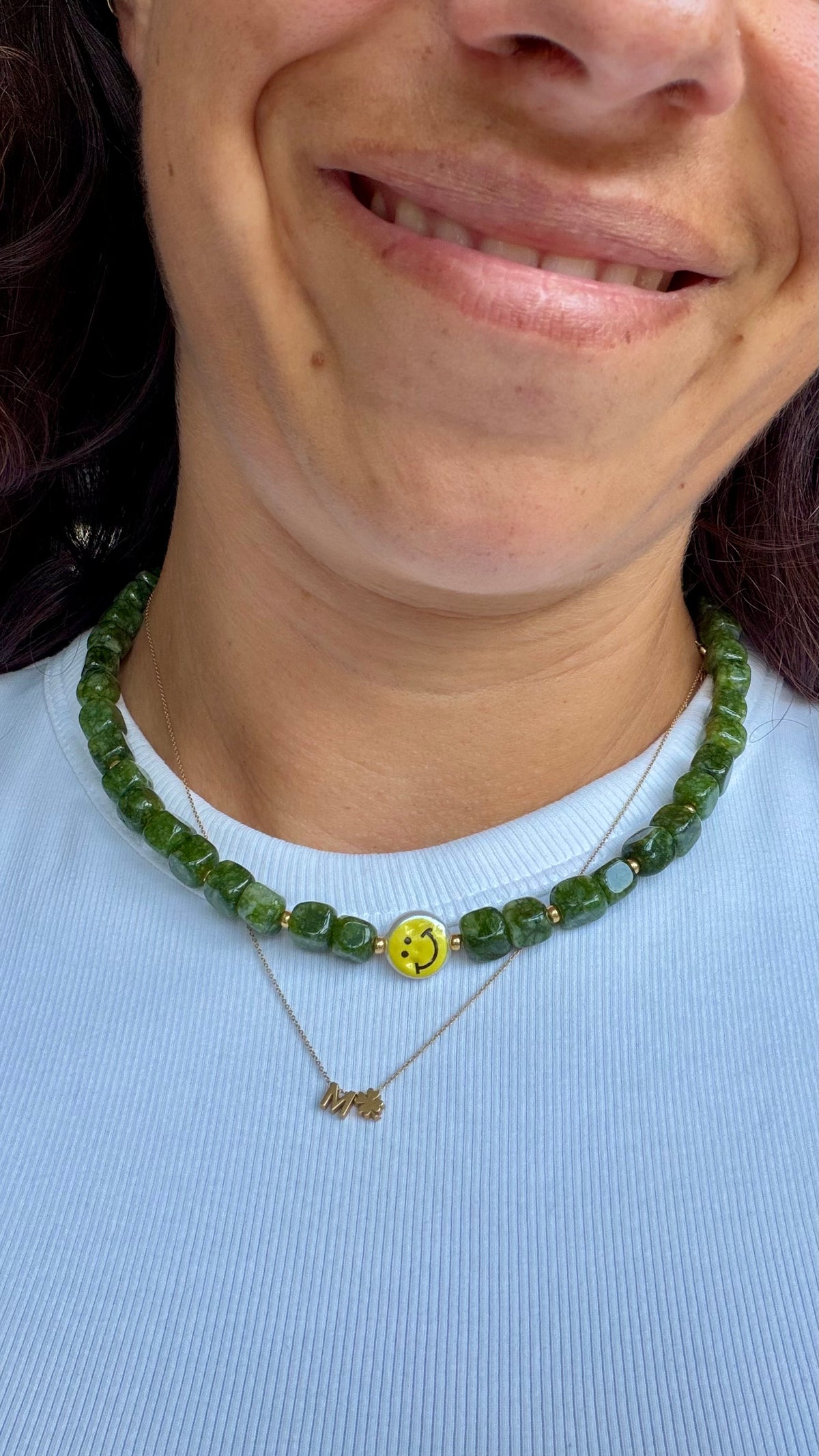 Smiley Necklace - Green Moss