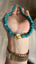 Luna Pearl Necklace - Blue Dot