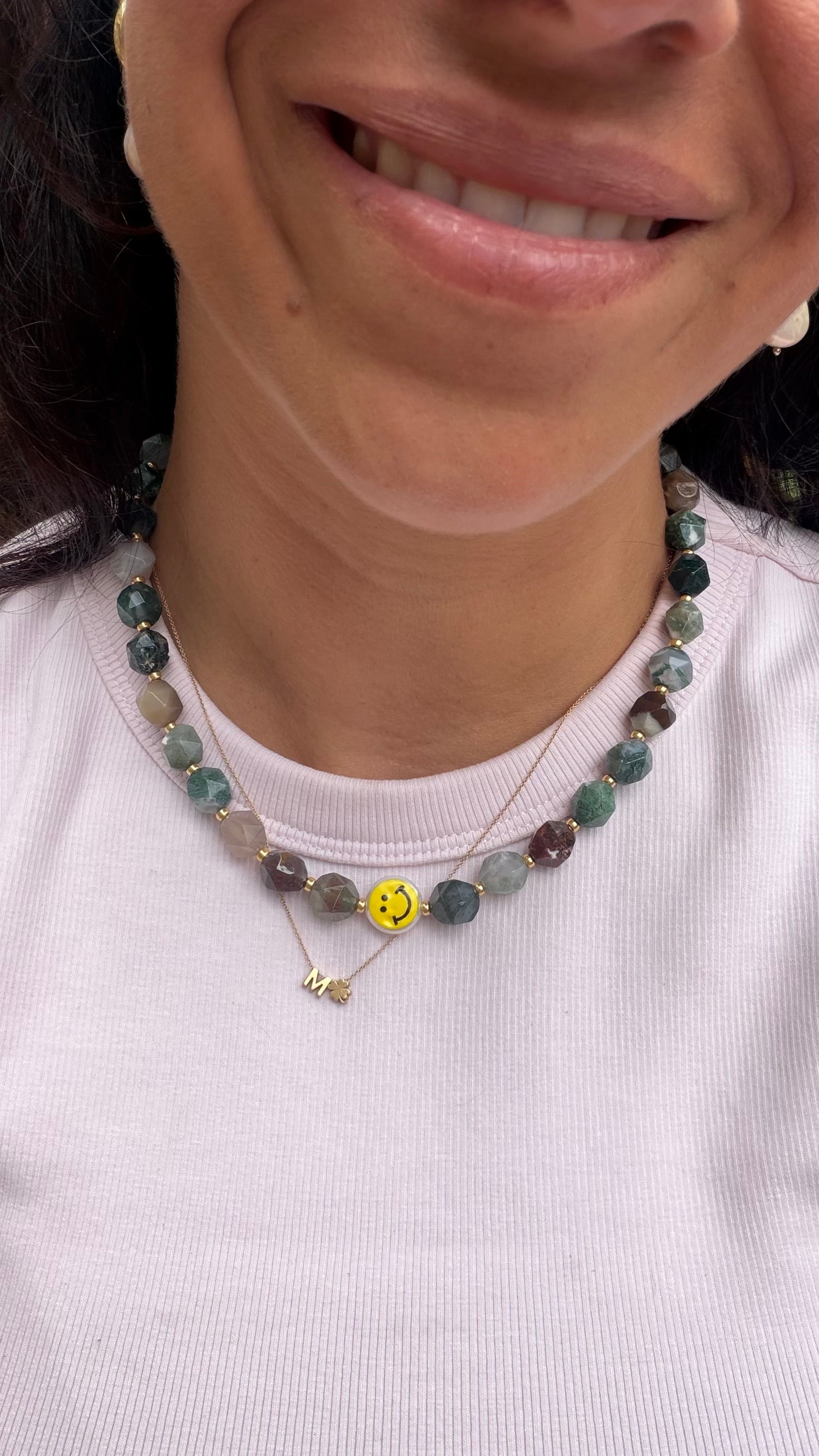 Smiley Necklace - Mixed agate
