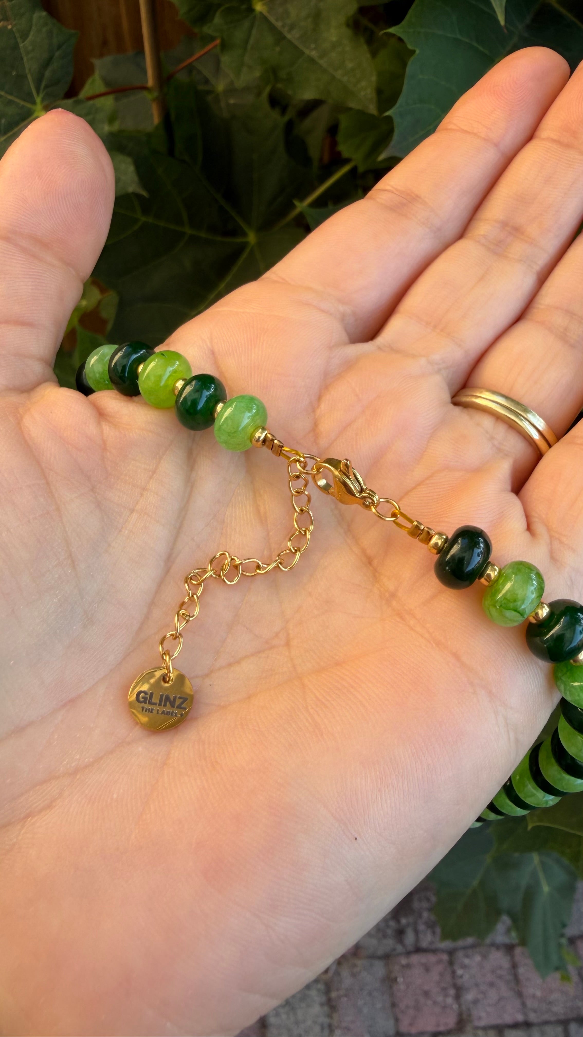 Smiley Necklace - Two Tone Green