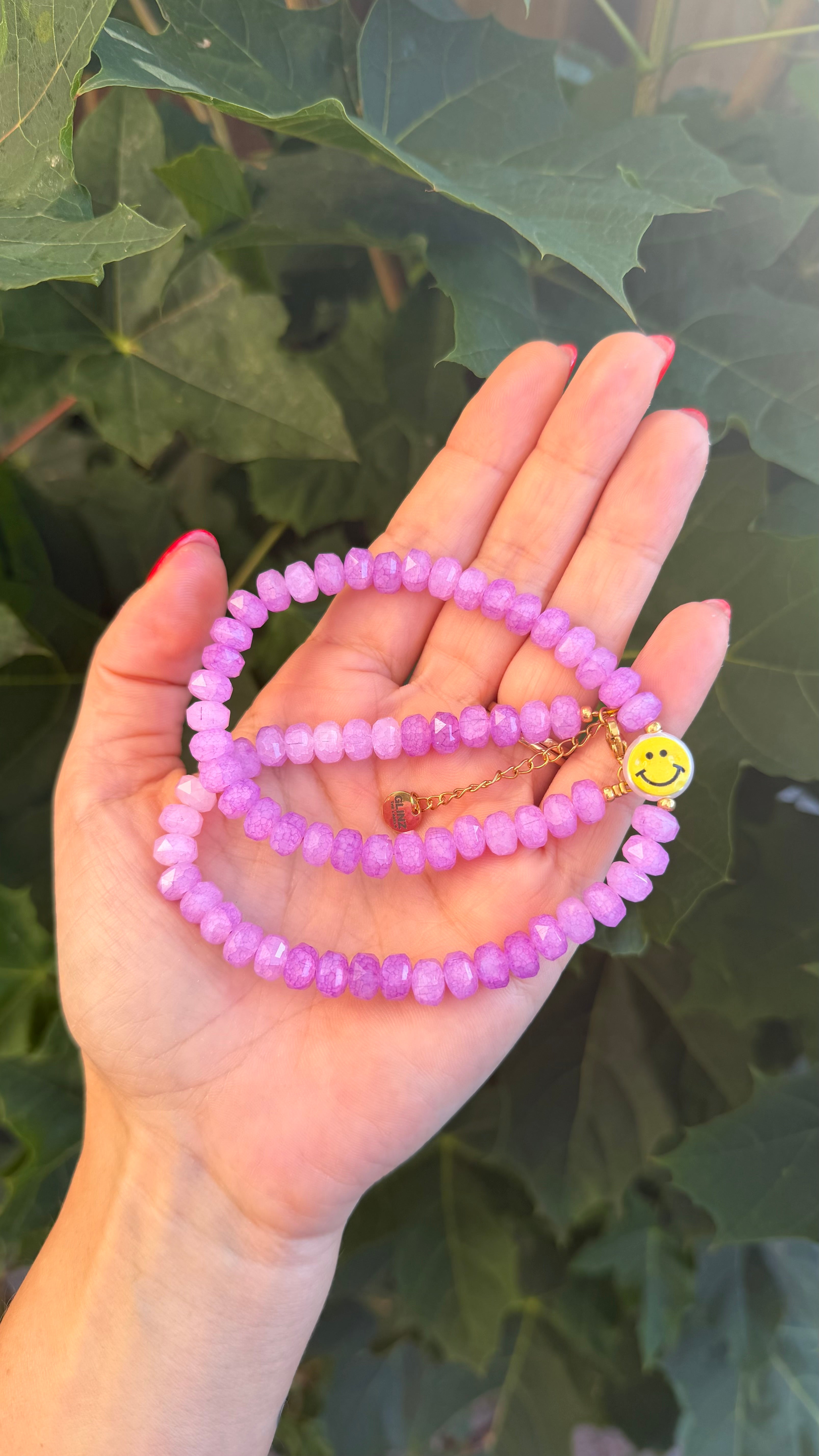 Smiley Necklace - Purple Facet