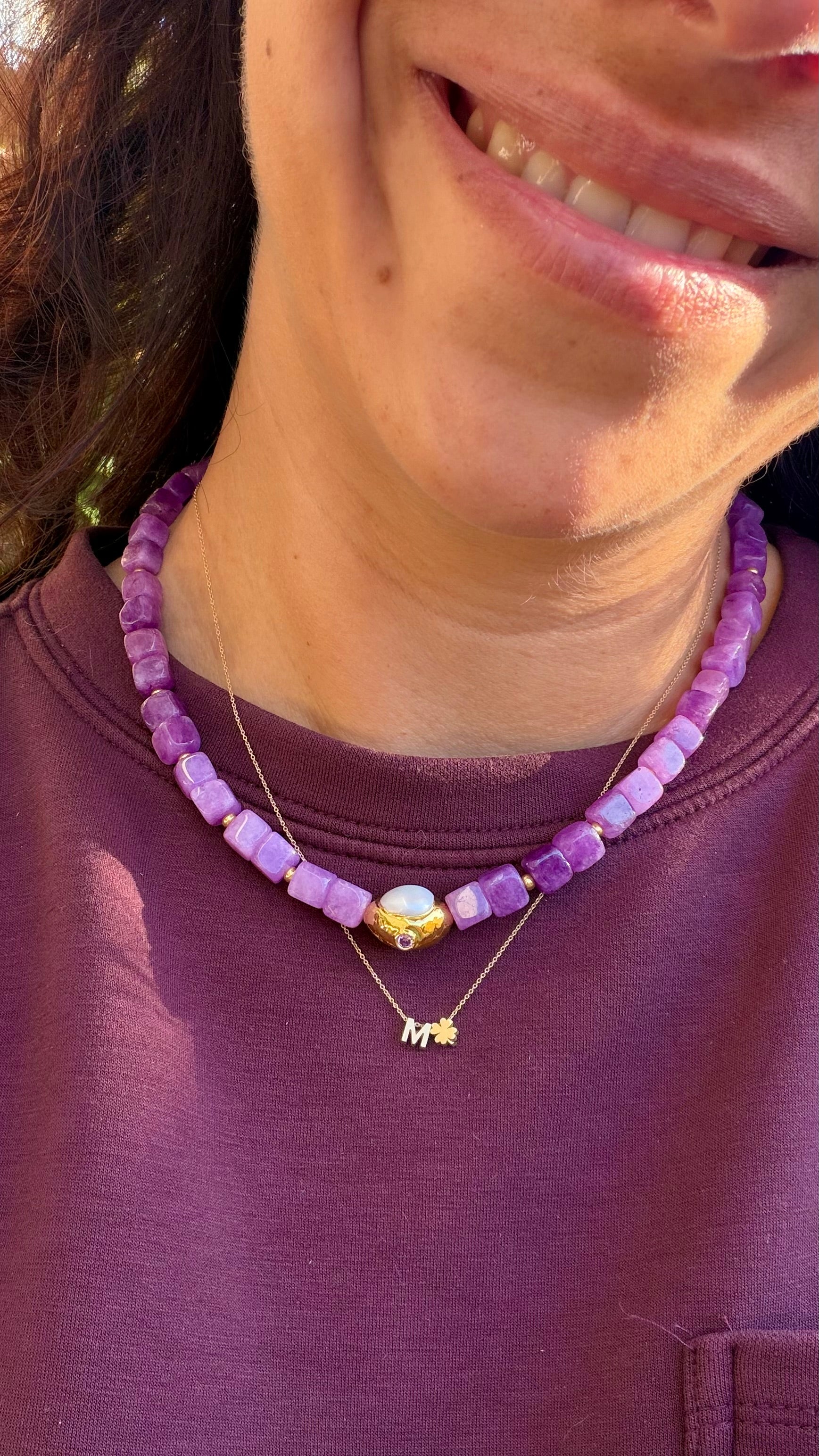 Luna Pearl Necklace - Amethist