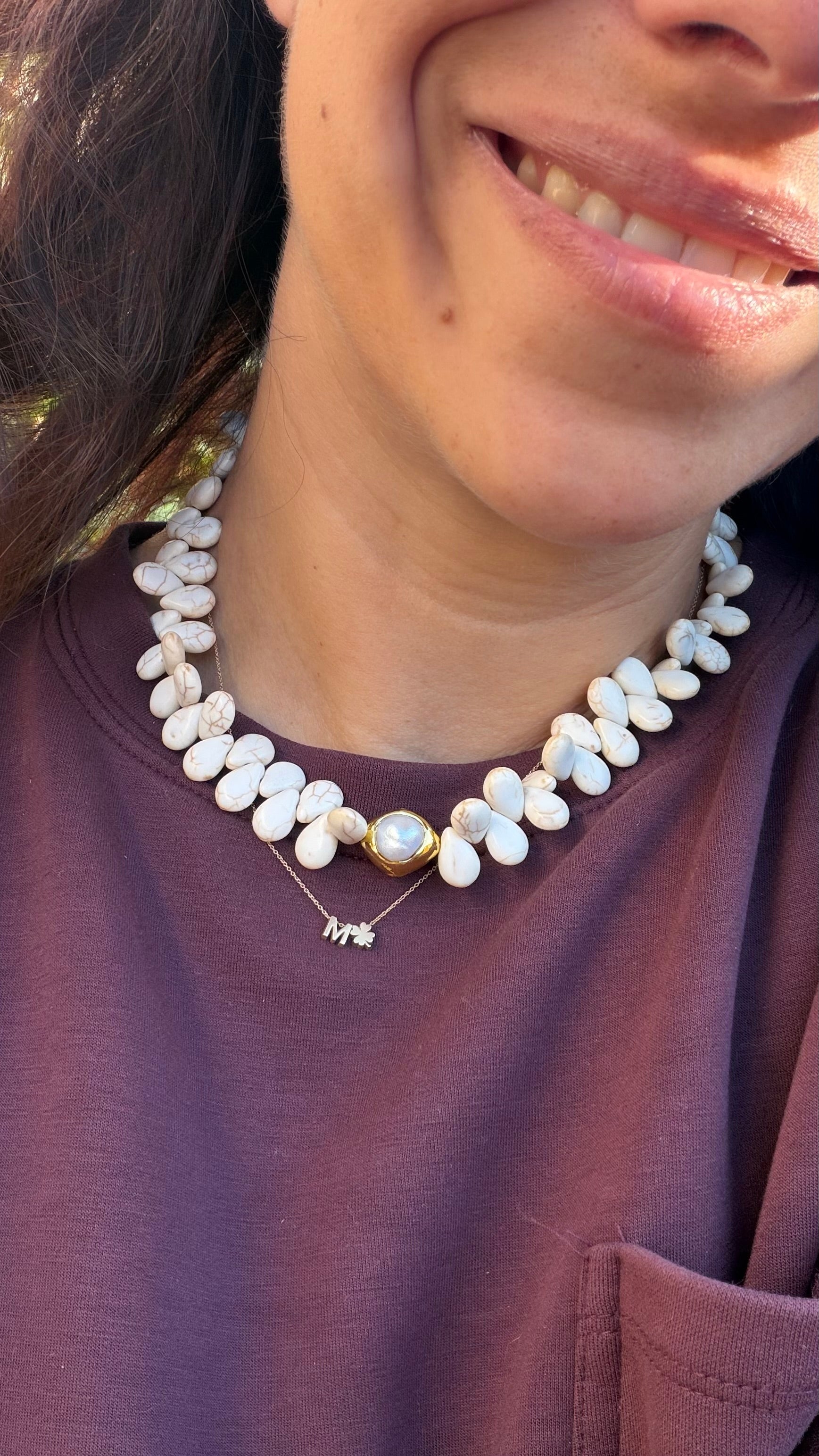 Luna Pearl Necklace - Marble Small