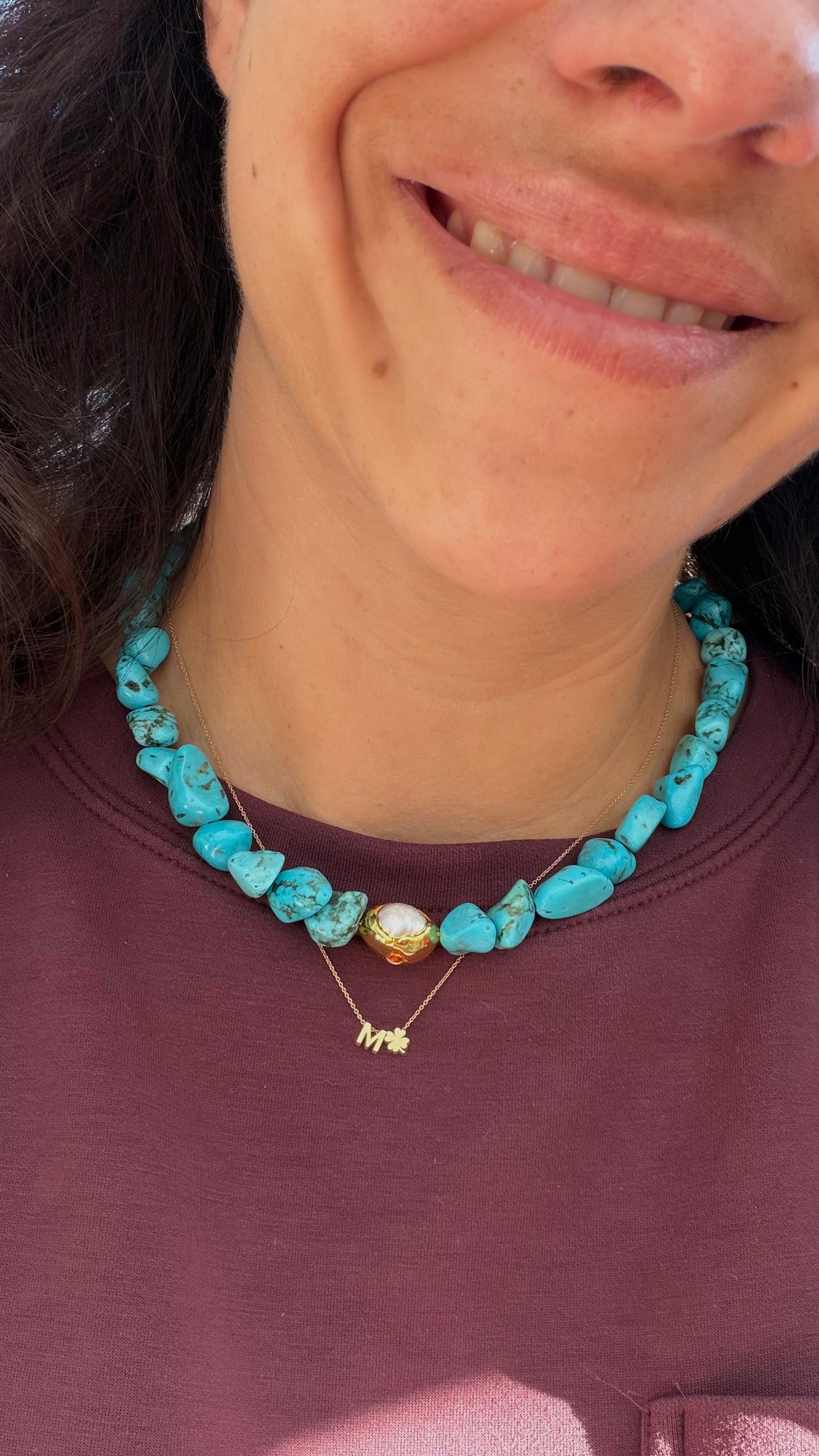 Luna Pearl Necklace - Turquoise