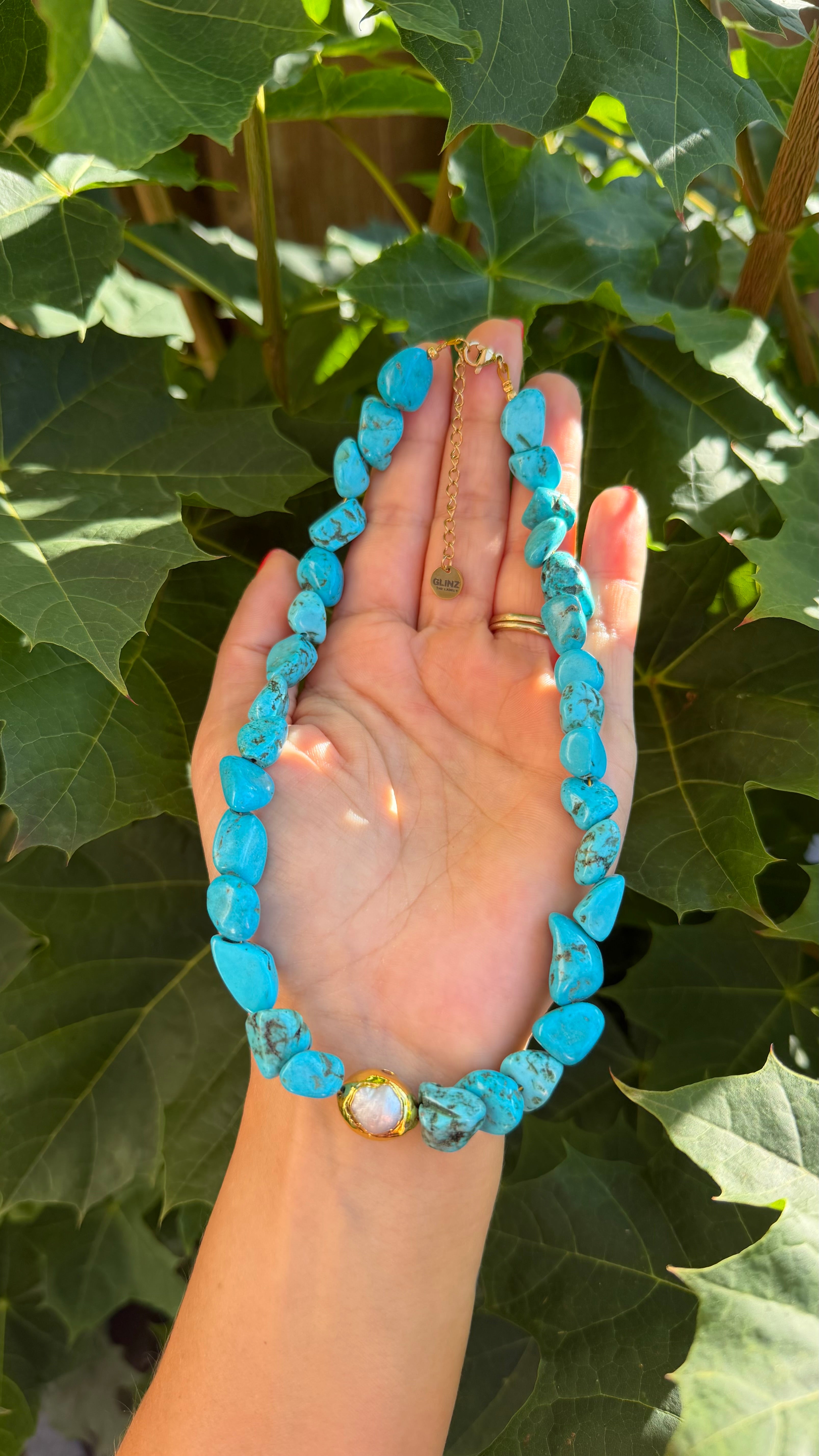 Luna Pearl Necklace - Turquoise