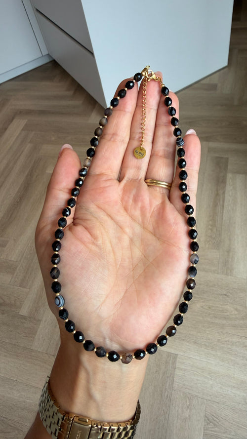 Black Striped Agate Necklace