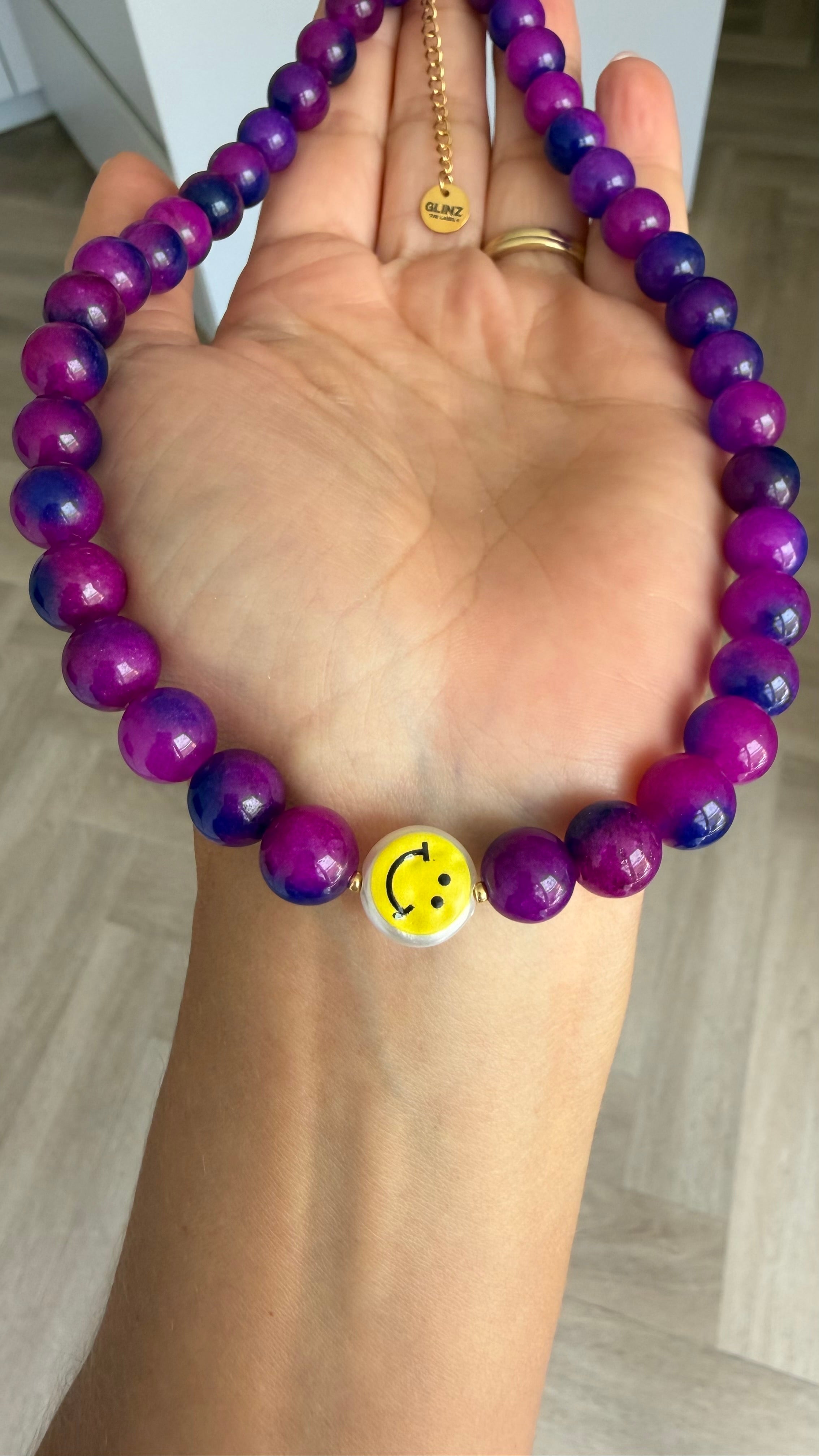 Smiley Necklace - Blueberry Bliss