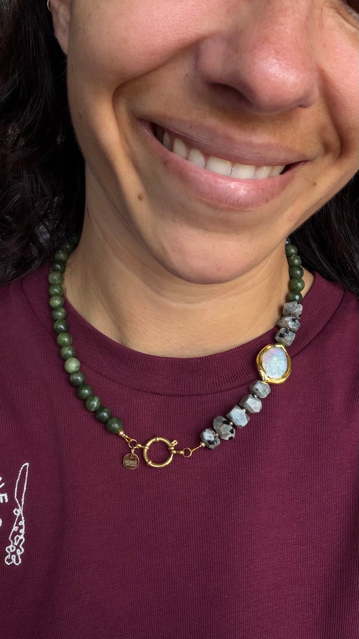 Ora Necklace - Flame & Jade