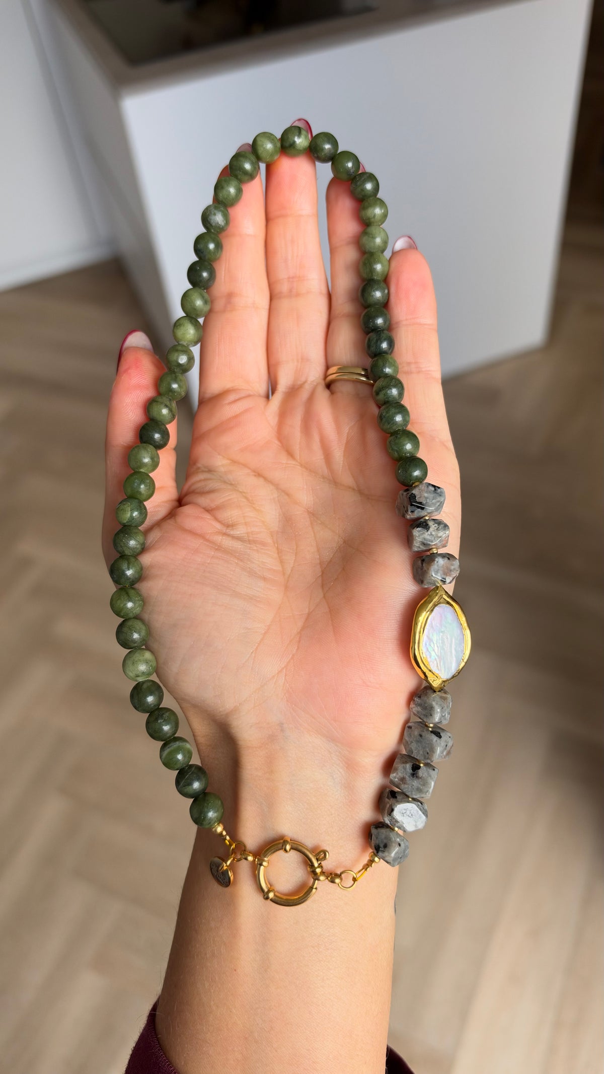Ora Necklace - Flame & Jade