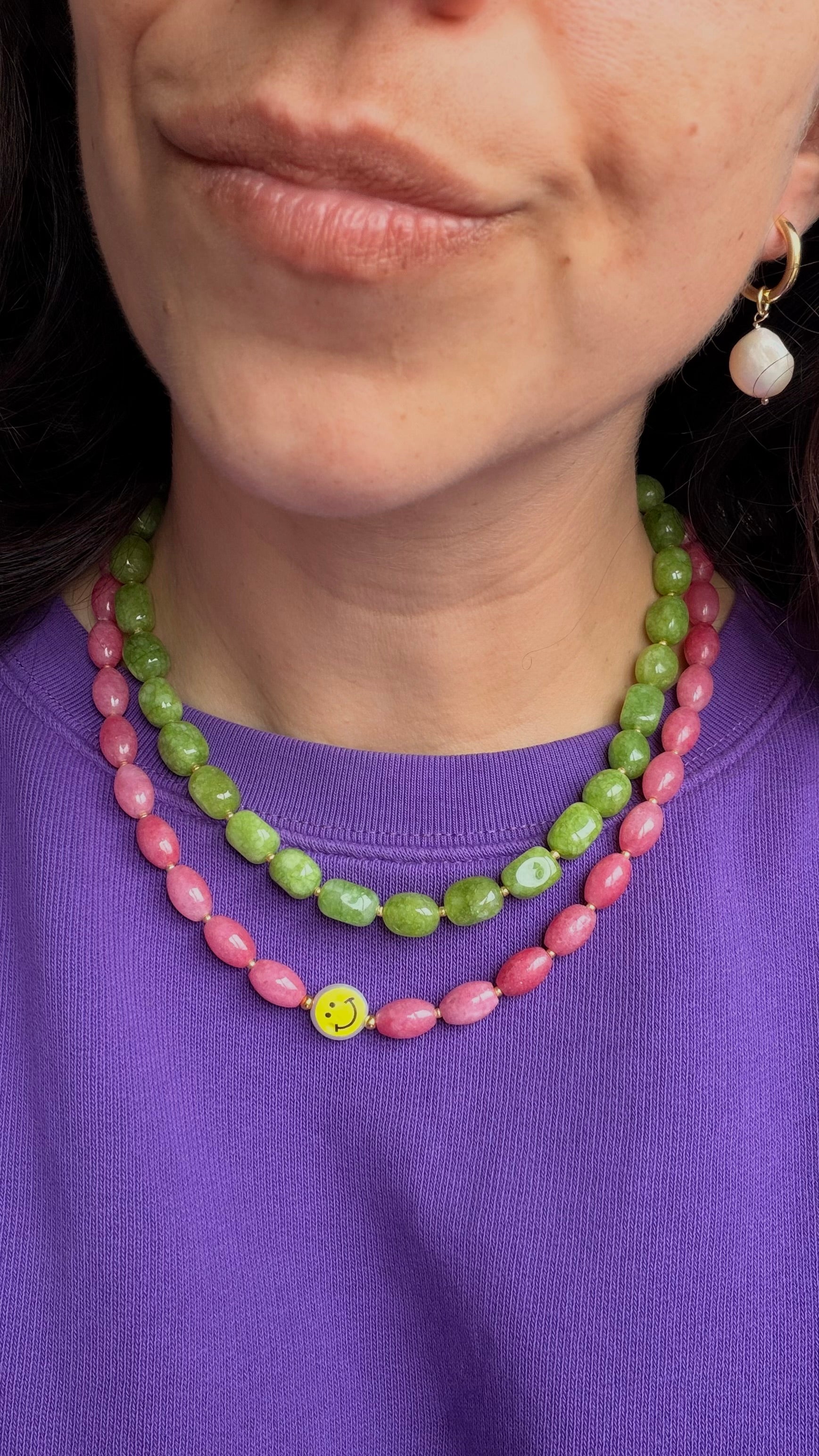 Smiley necklace pink happiness