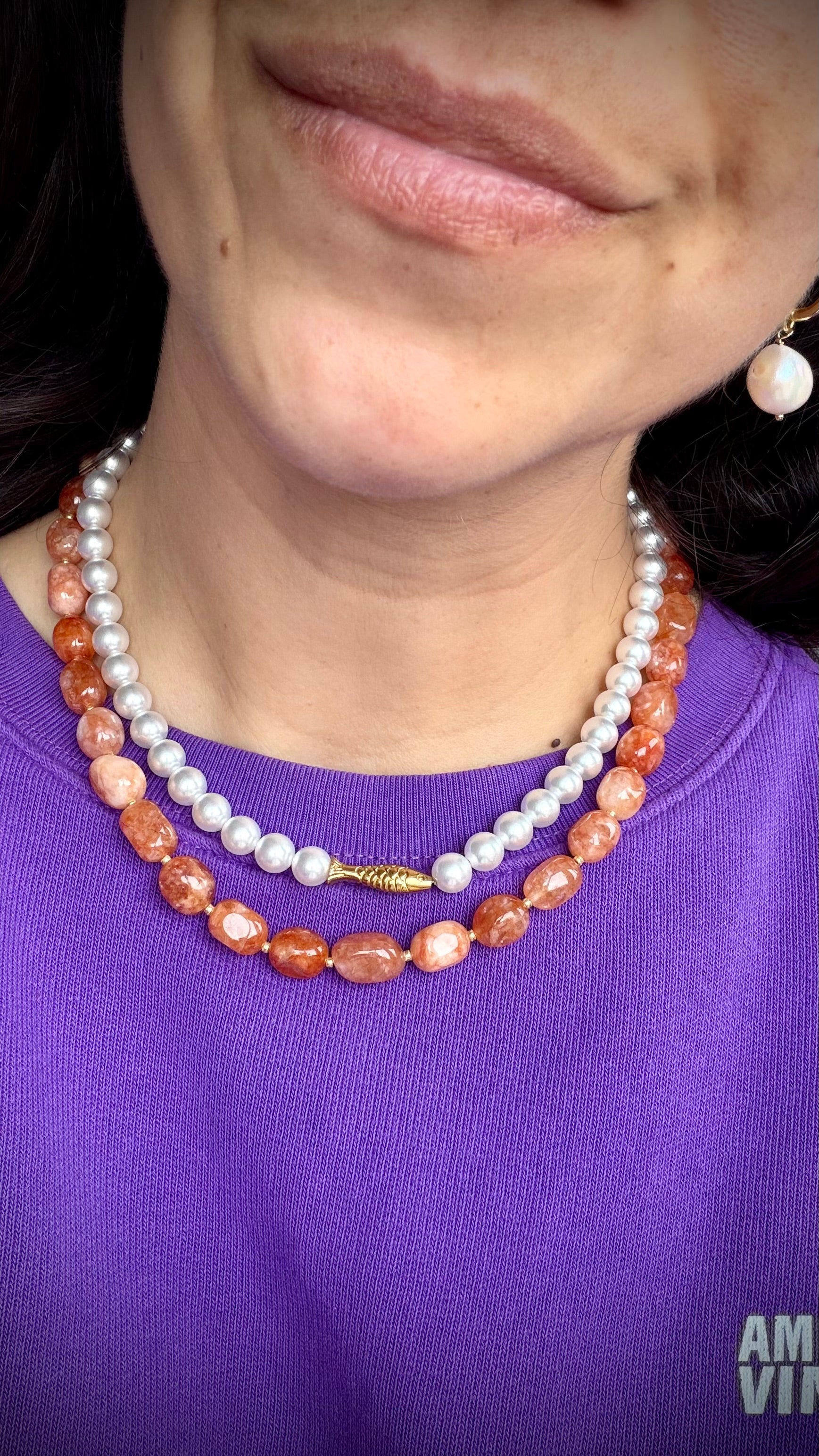 Fish necklace - Pearl 'n fish