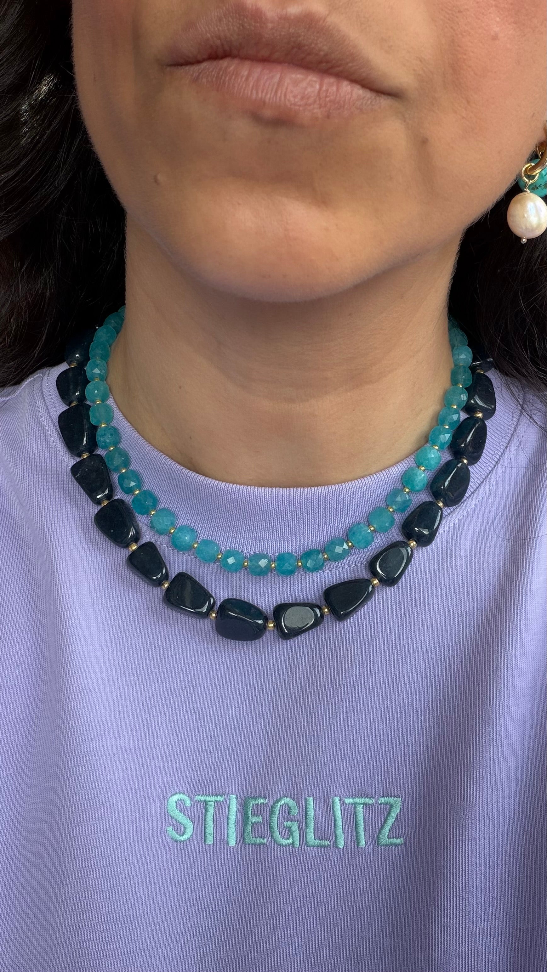 Blue facet amazoniet necklace