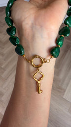 Acrylic necklace - Green hearts