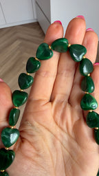 Acrylic necklace - Green hearts