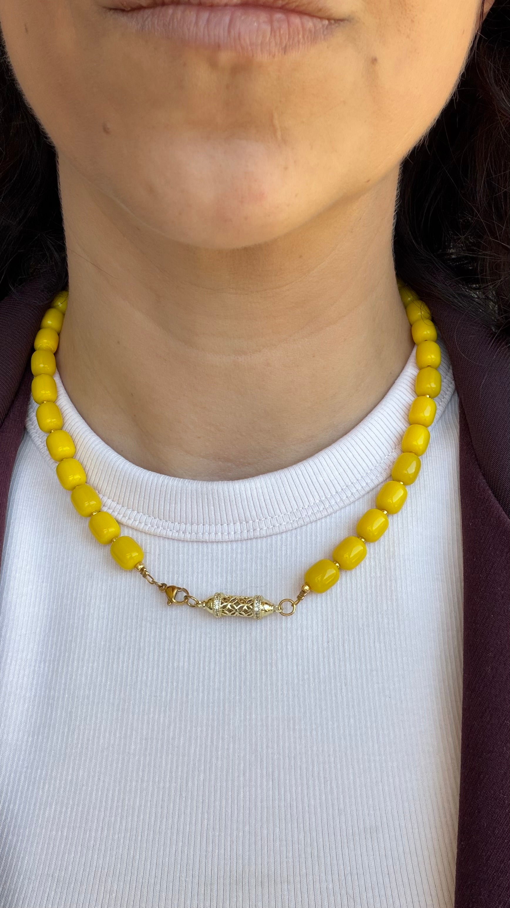 Bright Yellow Wishbox necklace