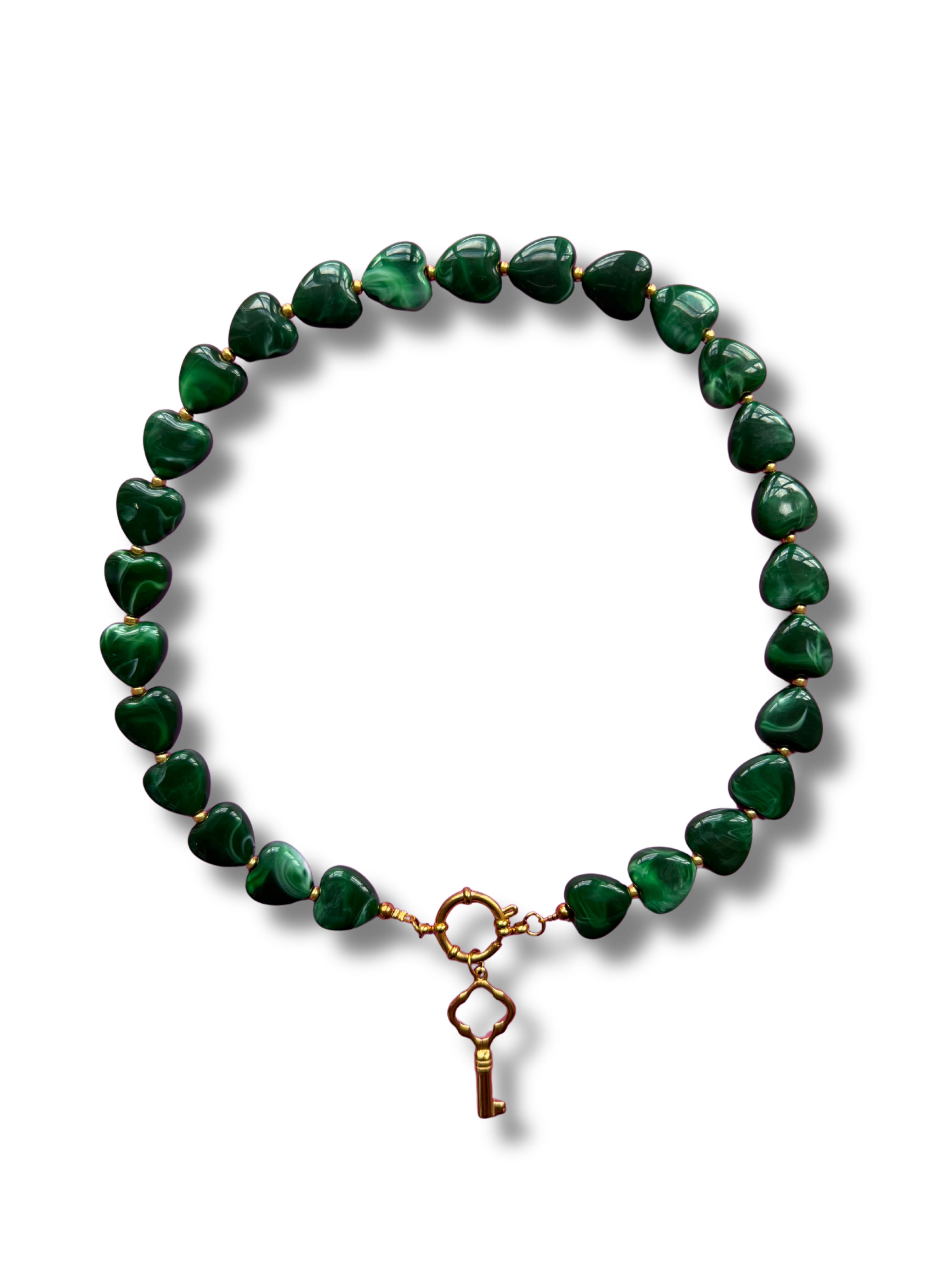 Acrylic necklace - Green hearts